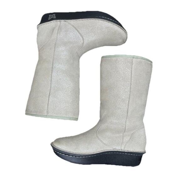 ALEGRIA SEDONA IVORY GLITTER LEATHER UPPER SHEARLING LINED BOOTS SZ 37 6.5-7 - Picture 5 of 8